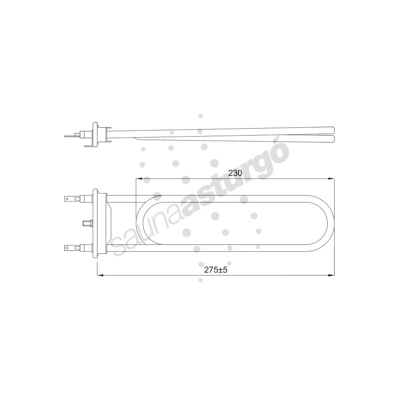 Resistencia de recambio para generador de vapor Harvia ZG322 medidas