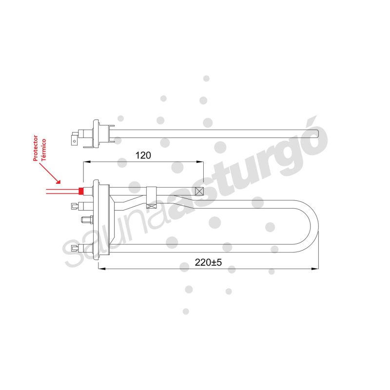 Resistencia recambio para generador de vapor HELO SEPD114 medidas