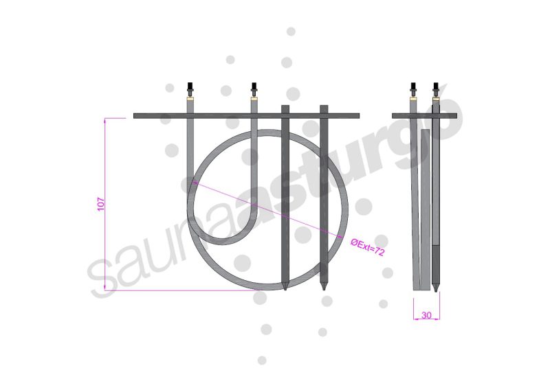Resistencia de recambio para spa Pahlen RTPR1500 medidas